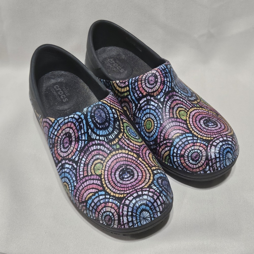 CROCS Neria Pro‎ II Graphic Multicolor SlipOn Clog Shoes Nursing 205385 Womens 6